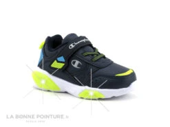 Champion WAVE B TD - Basket Leds GARCON - Bleu Marine-Turquoise-Jaune
