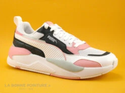Puma X RAY 2 Square Blanc Rose Noir - Basket Semelle Epaisse