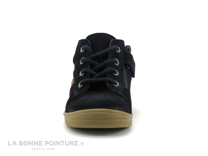 Bellamy GIBUS Velours Marine - Basket Cuir BEBE GARCON – Image 2