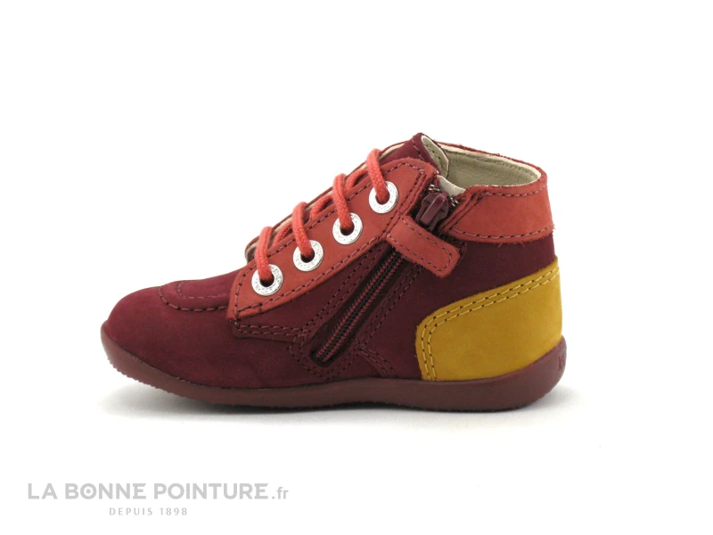 Kickers BONZIP-2 Bordeaux Rose Jaune - 859966 - Boots Fille – Image 4