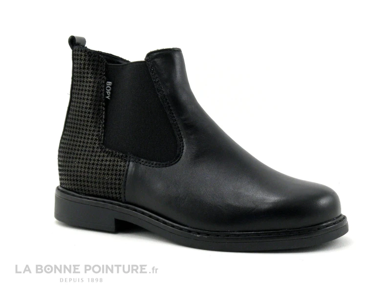 Bopy SELISOU Noir - Boots Chelsea Fille - Femme - Elastique Et Zip
