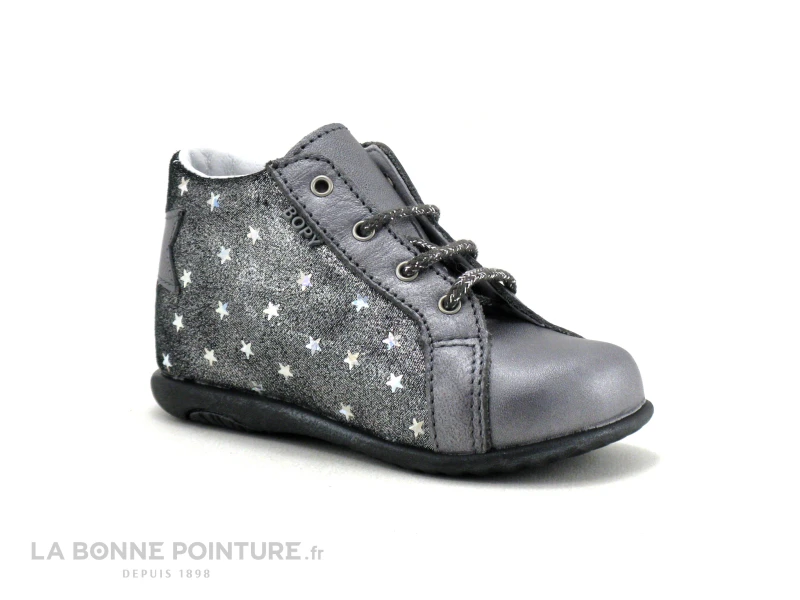 Bopy ZENUI Gris - Etoiles - Chaussure Montante BEBE Fille