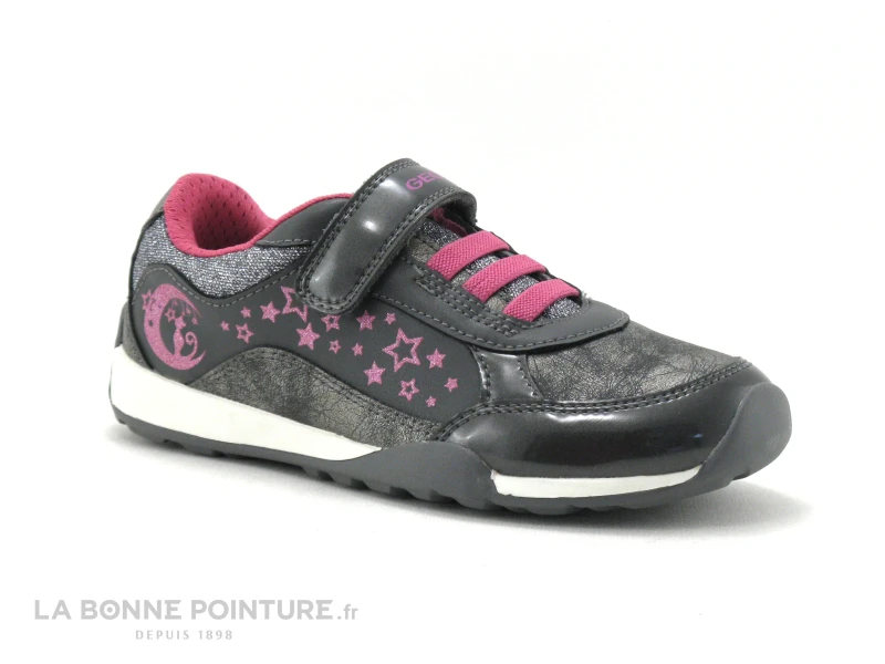 Geox JOCKER PLUS J04AUA Gris - Rose Fuchsia - Basket Fille