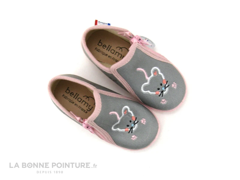 Bellamy MIEL Souris Grise - Chausson Fille Avec Zip – Image 2