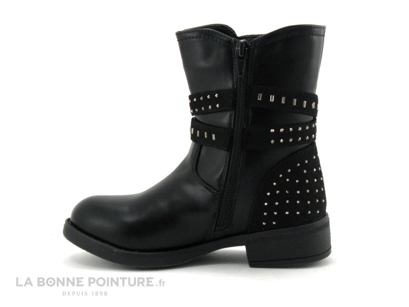 Wipop DAIRY Noir - Bottine Fille Avec Strass Sur Brides Et Contrefort – Image 3