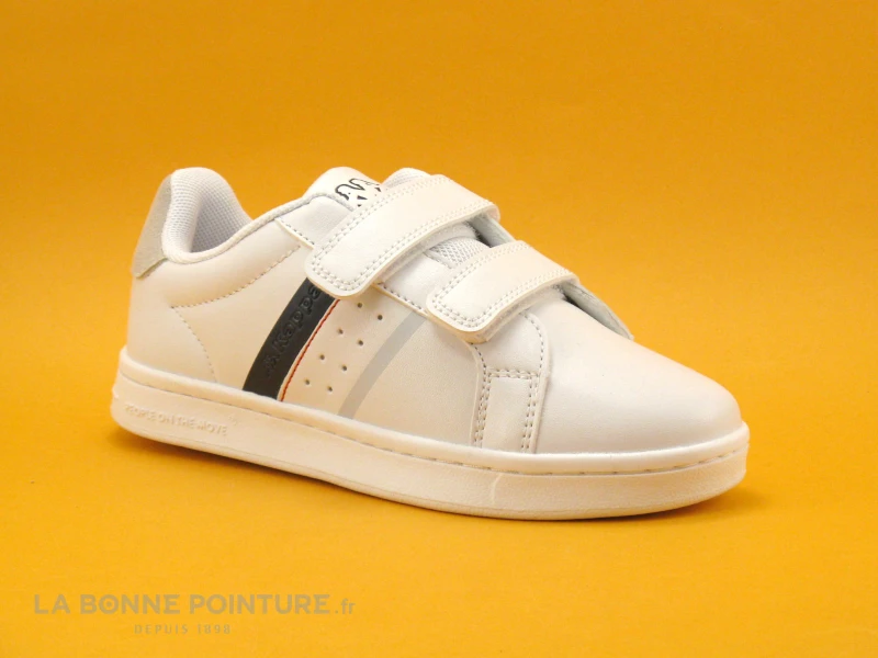 Kappa Logo ALPHA 2V White Blue - 2 Velcros - Basket Blanche Enfant – Image 4