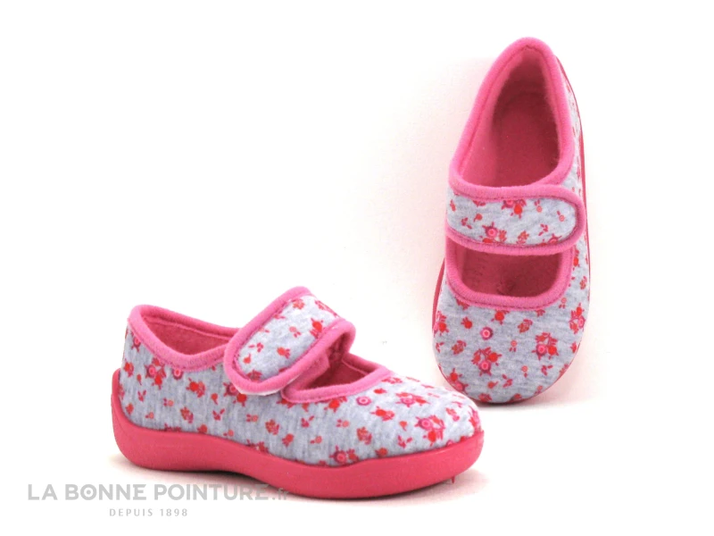 Rondinaud EYLAU-SUB451-1 - Rose Gris - Chausson Fille Velcro