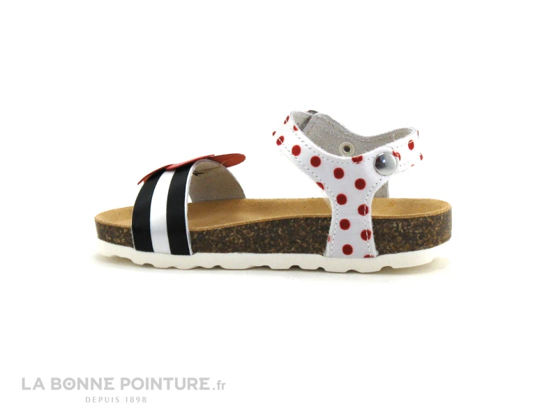 Sonia C BIA - Rayures Pois Fleur - Rouge Noir Blanc - Sandale Fille – Image 2