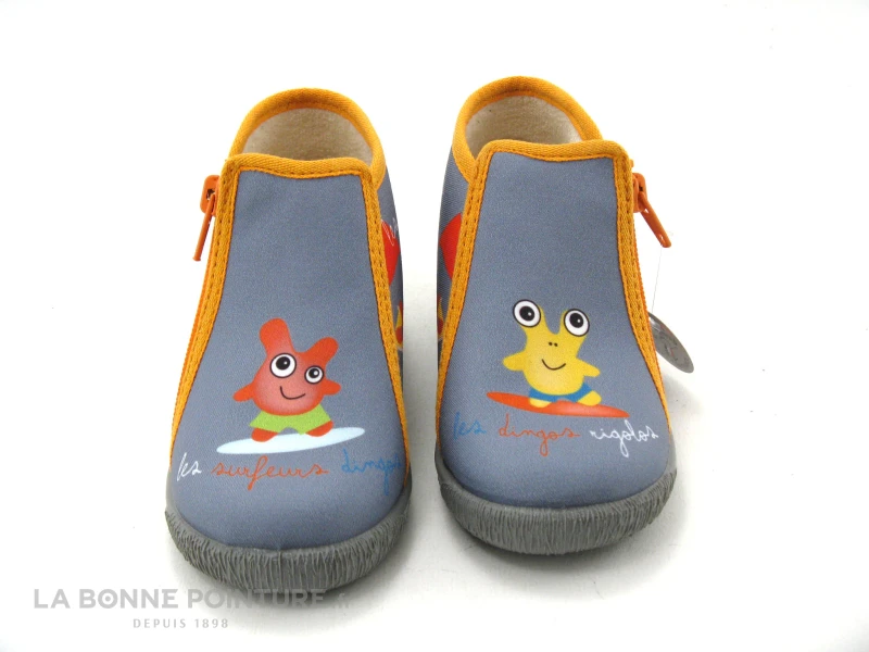Bellamy PRAGUE Les Dingos - Gris Bleu Orange - 748002 - Pantoufle BEBE – Image 2