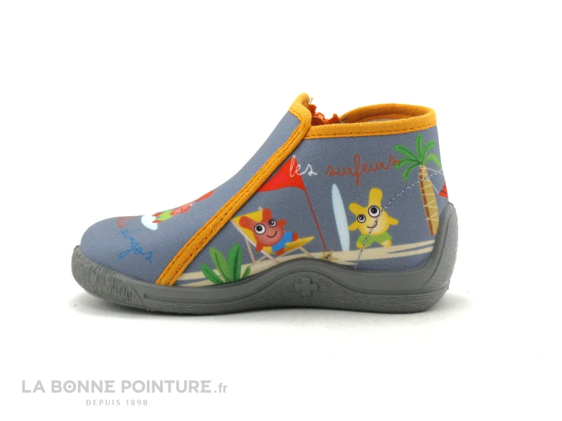 Bellamy PRAGUE Les Dingos - Gris Bleu Orange - 748002 - Pantoufle BEBE – Image 3