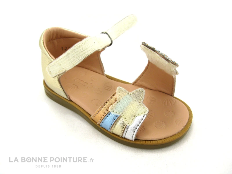 Acebos 1228 Platine Caramel Bleu - Fleur - Sandale BEBE Fille – Image 3