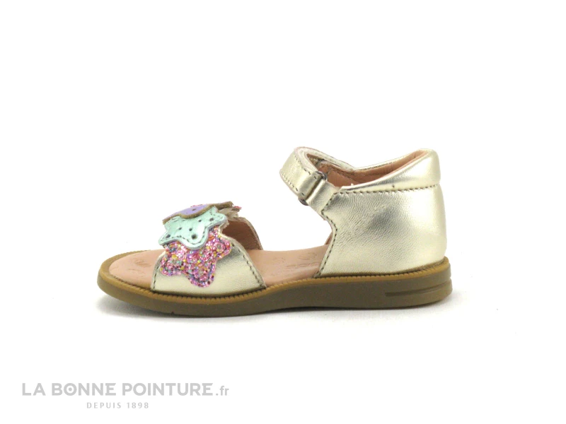 Acebos 1260IS Platine - Sandale Fille Cuir Or Avec Contrefort – Image 3