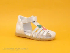 Bopy RAGOLA Argent - Sandale BEBE Fille - Fraise - Fermeture Velcro